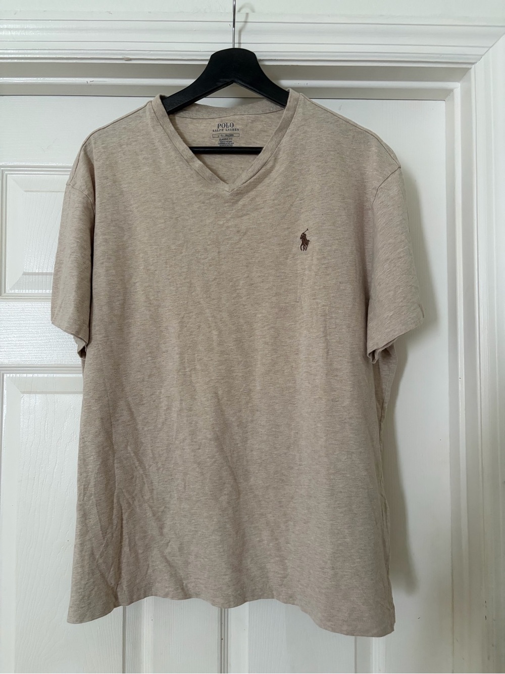 Polo by Ralph Lauren Men’s V-Neck Tee in Light Beige Size L - Picture 3 of 6